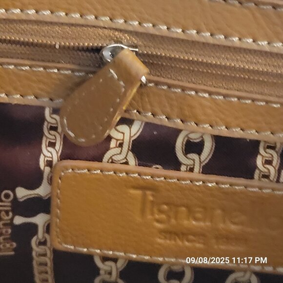 Tignanello Women's Pebbled Leather Tan Double Handle Shoulder Bag - Picture 6 of 9